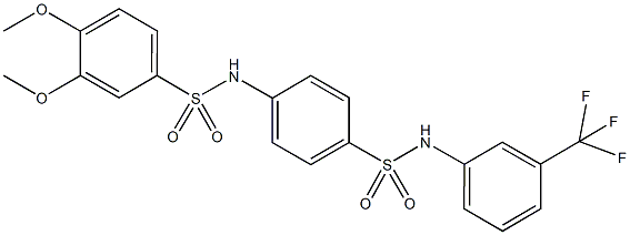 3,4-dimethoxy-N-(4-{[3-(trifluoromethyl)anilino]sulfonyl}phenyl)benzenesulfonamide Struktur