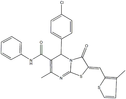 5-(4-chlorophenyl)-7-methyl-2-[(3-methyl-2-thienyl)methylene]-3-oxo-N-phenyl-2,3-dihydro-5H-[1,3]thiazolo[3,2-a]pyrimidine-6-carboxamide Struktur