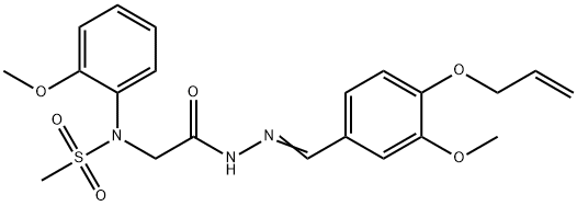 N-(2-{2-[4-(allyloxy)-3-methoxybenzylidene]hydrazino}-2-oxoethyl)-N-(2-methoxyphenyl)methanesulfonamide Struktur