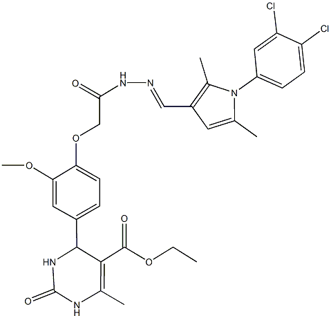 ethyl 4-{4-[2-(2-{[1-(3,4-dichlorophenyl)-2,5-dimethyl-1H-pyrrol-3-yl]methylene}hydrazino)-2-oxoethoxy]-3-methoxyphenyl}-6-methyl-2-oxo-1,2,3,4-tetrahydro-5-pyrimidinecarboxylate Struktur