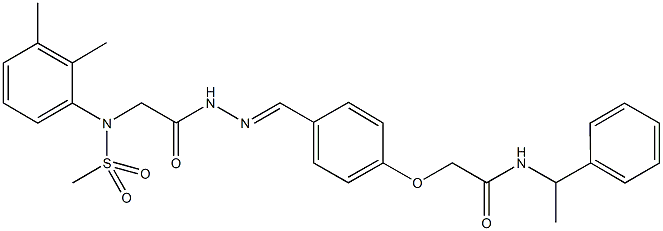 2-[4-(2-{[2,3-dimethyl(methylsulfonyl)anilino]acetyl}carbohydrazonoyl)phenoxy]-N-(1-phenylethyl)acetamide Struktur