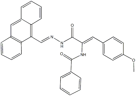 N-[1-{[2-(9-anthrylmethylene)hydrazino]carbonyl}-2-(4-methoxyphenyl)vinyl]benzamide Struktur