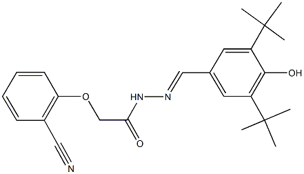 2-(2-cyanophenoxy)-N'-(3,5-ditert-butyl-4-hydroxybenzylidene)acetohydrazide Struktur