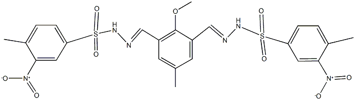 3-nitro-N'-{3-[2-({3-nitro-4-methylphenyl}sulfonyl)carbohydrazonoyl]-2-methoxy-5-methylbenzylidene}-4-methylbenzenesulfonohydrazide Struktur