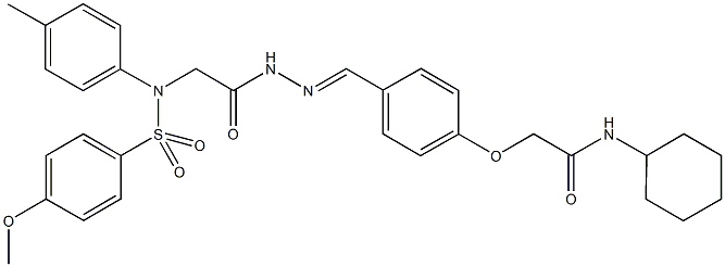 N-cyclohexyl-2-{4-[2-({[(4-methoxyphenyl)sulfonyl]-4-methylanilino}acetyl)carbohydrazonoyl]phenoxy}acetamide Struktur