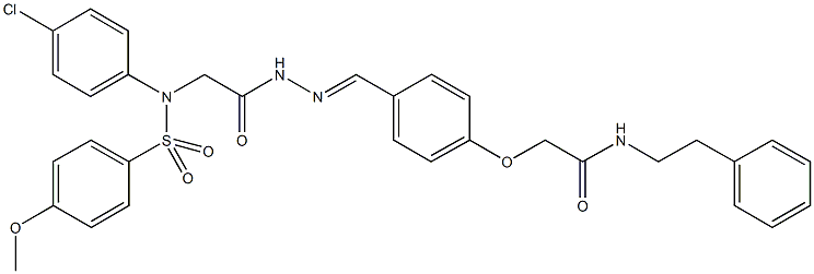 2-{4-[2-({4-chloro[(4-methoxyphenyl)sulfonyl]anilino}acetyl)carbohydrazonoyl]phenoxy}-N-(2-phenylethyl)acetamide Struktur