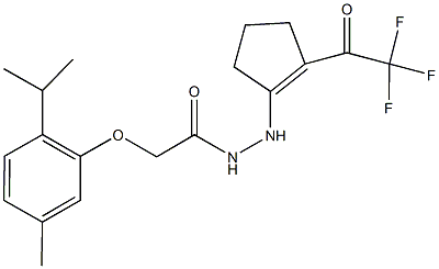 2-(2-isopropyl-5-methylphenoxy)-N'-[2-(trifluoroacetyl)-1-cyclopenten-1-yl]acetohydrazide Struktur