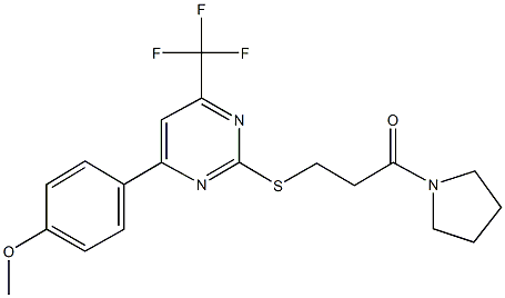 methyl 4-[2-{[3-oxo-3-(1-pyrrolidinyl)propyl]sulfanyl}-6-(trifluoromethyl)-4-pyrimidinyl]phenyl ether Struktur