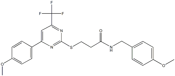 N-(4-methoxybenzyl)-3-{[4-(4-methoxyphenyl)-6-(trifluoromethyl)-2-pyrimidinyl]sulfanyl}propanamide Struktur