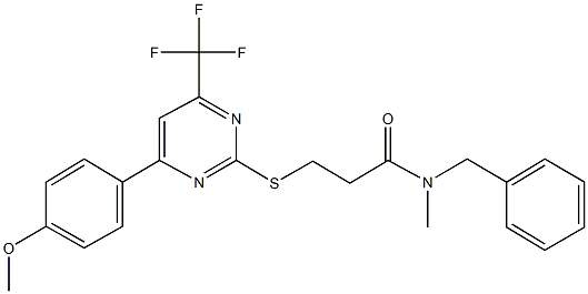 N-benzyl-3-{[4-(4-methoxyphenyl)-6-(trifluoromethyl)-2-pyrimidinyl]sulfanyl}-N-methylpropanamide Struktur