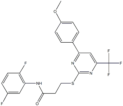 N-(2,5-difluorophenyl)-3-{[4-(4-methoxyphenyl)-6-(trifluoromethyl)-2-pyrimidinyl]sulfanyl}propanamide Struktur