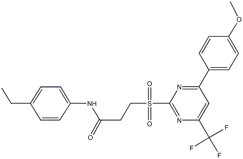 N-(4-ethylphenyl)-3-{[4-(4-methoxyphenyl)-6-(trifluoromethyl)-2-pyrimidinyl]sulfonyl}propanamide Struktur