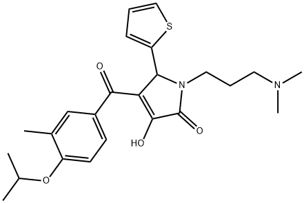 1-[3-(dimethylamino)propyl]-3-hydroxy-4-(4-isopropoxy-3-methylbenzoyl)-5-(2-thienyl)-1,5-dihydro-2H-pyrrol-2-one Struktur