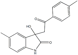 3-hydroxy-5-methyl-3-[2-(4-methylphenyl)-2-oxoethyl]-1,3-dihydro-2H-indol-2-one Struktur