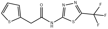 2-(2-thienyl)-N-[5-(trifluoromethyl)-1,3,4-thiadiazol-2-yl]acetamide Struktur