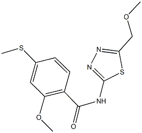 2-methoxy-N-[5-(methoxymethyl)-1,3,4-thiadiazol-2-yl]-4-(methylsulfanyl)benzamide Struktur