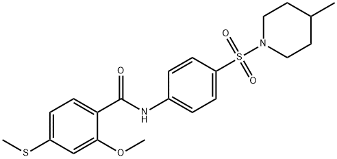 2-methoxy-N-{4-[(4-methyl-1-piperidinyl)sulfonyl]phenyl}-4-(methylsulfanyl)benzamide Struktur