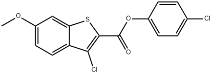 4-chlorophenyl 3-chloro-6-methoxy-1-benzothiophene-2-carboxylate Struktur