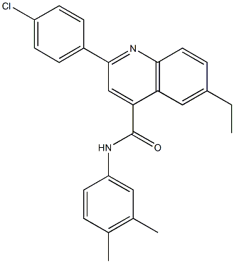 2-(4-chlorophenyl)-N-(3,4-dimethylphenyl)-6-ethyl-4-quinolinecarboxamide Struktur