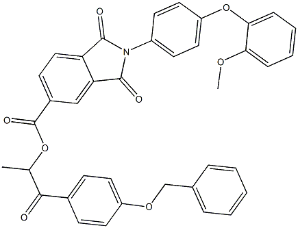 2-[4-(benzyloxy)phenyl]-1-methyl-2-oxoethyl 2-[4-(2-methoxyphenoxy)phenyl]-1,3-dioxo-5-isoindolinecarboxylate Struktur