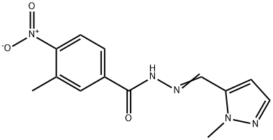 4-nitro-3-methyl-N'-[(1-methyl-1H-pyrazol-5-yl)methylene]benzohydrazide Struktur