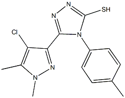 5-(4-chloro-1,5-dimethyl-1H-pyrazol-3-yl)-4-(4-methylphenyl)-4H-1,2,4-triazole-3-thiol Struktur