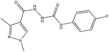 2-[(1,3-dimethyl-1H-pyrazol-4-yl)carbonyl]-N-(4-fluorophenyl)hydrazinecarbothioamide Struktur