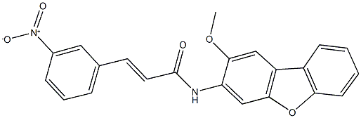 3-{3-nitrophenyl}-N-(2-methoxydibenzo[b,d]furan-3-yl)acrylamide Struktur