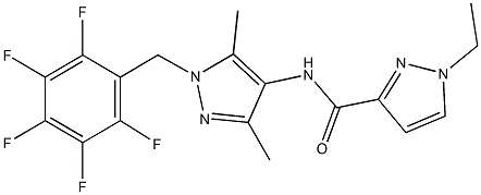 N-[3,5-dimethyl-1-(2,3,4,5,6-pentafluorobenzyl)-1H-pyrazol-4-yl]-1-ethyl-1H-pyrazole-3-carboxamide Struktur