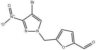 5-({4-bromo-3-nitro-1H-pyrazol-1-yl}methyl)-2-furaldehyde Struktur