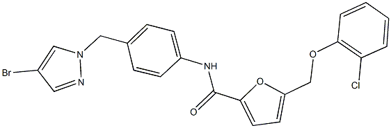 N-{4-[(4-bromo-1H-pyrazol-1-yl)methyl]phenyl}-5-[(2-chlorophenoxy)methyl]-2-furamide Struktur