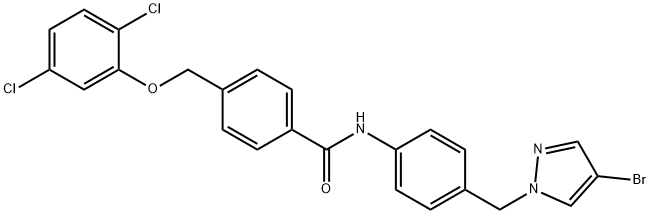 N-{4-[(4-bromo-1H-pyrazol-1-yl)methyl]phenyl}-4-[(2,5-dichlorophenoxy)methyl]benzamide Struktur