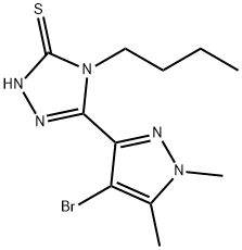 5-(4-bromo-1,5-dimethyl-1H-pyrazol-3-yl)-4-butyl-4H-1,2,4-triazole-3-thiol Struktur