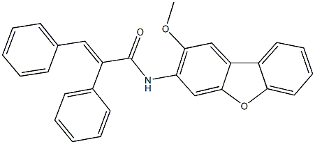 N-(2-methoxydibenzo[b,d]furan-3-yl)-2,3-diphenylacrylamide Struktur