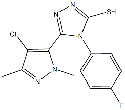 5-(4-chloro-1,3-dimethyl-1H-pyrazol-5-yl)-4-(4-fluorophenyl)-4H-1,2,4-triazole-3-thiol Struktur