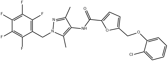 5-[(2-chlorophenoxy)methyl]-N-[3,5-dimethyl-1-(2,3,4,5,6-pentafluorobenzyl)-1H-pyrazol-4-yl]-2-furamide Struktur