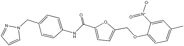 5-({2-nitro-4-methylphenoxy}methyl)-N-[4-(1H-pyrazol-1-ylmethyl)phenyl]-2-furamide Struktur