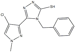 4-benzyl-5-(4-chloro-1-methyl-1H-pyrazol-3-yl)-4H-1,2,4-triazole-3-thiol Struktur