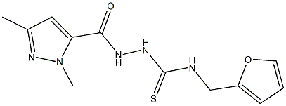 2-[(1,3-dimethyl-1H-pyrazol-5-yl)carbonyl]-N-(2-furylmethyl)hydrazinecarbothioamide Struktur