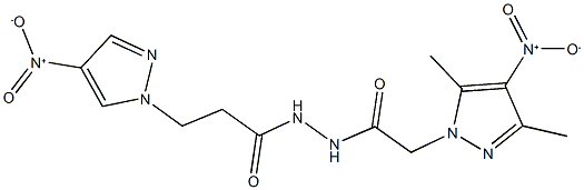 2-{4-nitro-3,5-dimethyl-1H-pyrazol-1-yl}-N'-(3-{4-nitro-1H-pyrazol-1-yl}propanoyl)acetohydrazide Struktur