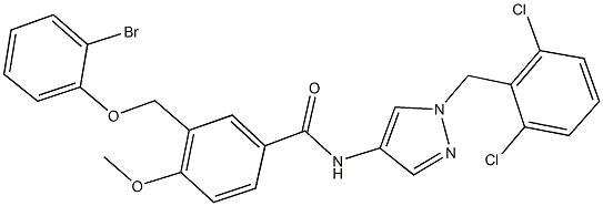 3-[(2-bromophenoxy)methyl]-N-[1-(2,6-dichlorobenzyl)-1H-pyrazol-4-yl]-4-methoxybenzamide Struktur