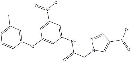 N-[3-nitro-5-(3-methylphenoxy)phenyl]-2-{4-nitro-1H-pyrazol-1-yl}acetamide Struktur