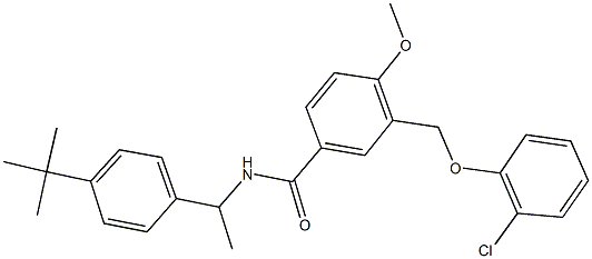 N-[1-(4-tert-butylphenyl)ethyl]-3-[(2-chlorophenoxy)methyl]-4-methoxybenzamide Struktur