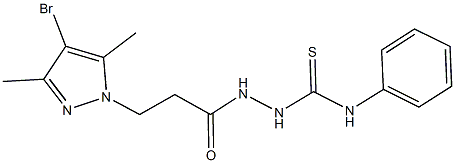 2-[3-(4-bromo-3,5-dimethyl-1H-pyrazol-1-yl)propanoyl]-N-phenylhydrazinecarbothioamide Struktur