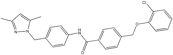 4-[(2-chlorophenoxy)methyl]-N-{4-[(3,5-dimethyl-1H-pyrazol-1-yl)methyl]phenyl}benzamide Struktur