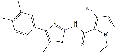 4-bromo-N-[4-(3,4-dimethylphenyl)-5-methyl-1,3-thiazol-2-yl]-1-ethyl-1H-pyrazole-5-carboxamide Struktur