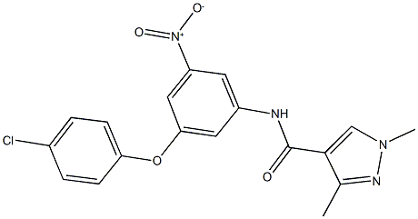 N-{3-(4-chlorophenoxy)-5-nitrophenyl}-1,3-dimethyl-1H-pyrazole-4-carboxamide Struktur