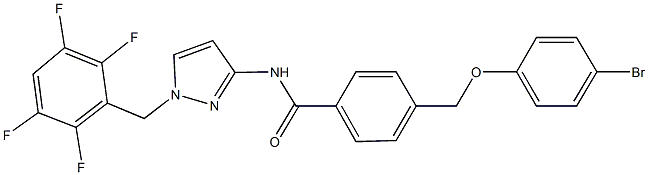 4-[(4-bromophenoxy)methyl]-N-[1-(2,3,5,6-tetrafluorobenzyl)-1H-pyrazol-3-yl]benzamide Struktur