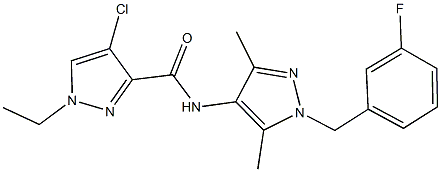 4-chloro-1-ethyl-N-[1-(3-fluorobenzyl)-3,5-dimethyl-1H-pyrazol-4-yl]-1H-pyrazole-3-carboxamide Struktur