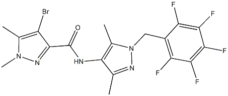 4-bromo-N-[3,5-dimethyl-1-(2,3,4,5,6-pentafluorobenzyl)-1H-pyrazol-4-yl]-1,5-dimethyl-1H-pyrazole-3-carboxamide Struktur